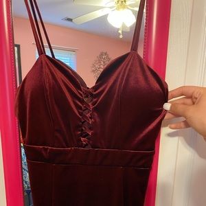 Maroon velvet dress